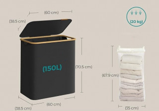 Coș pentru rufe cu capac 150 l | negru č.2
