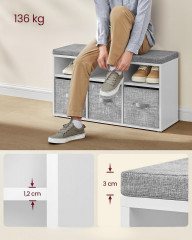 Pantofar cu 6 compartimente 30,3 x 87 x 48 cm | alb-gri č.3