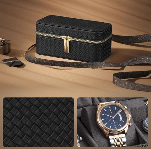 Cutie pentru ceasuri cu 3 sloturi | gri + negru č.3