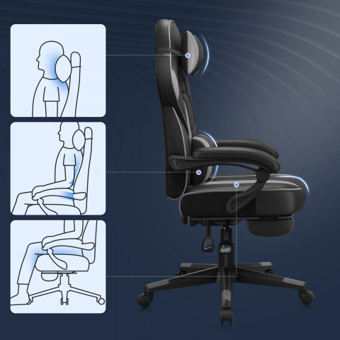 Scaun ergonomic de gaming | negru + gri č.6