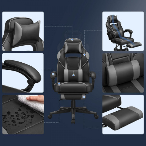 Scaun ergonomic de gaming | negru + gri č.3