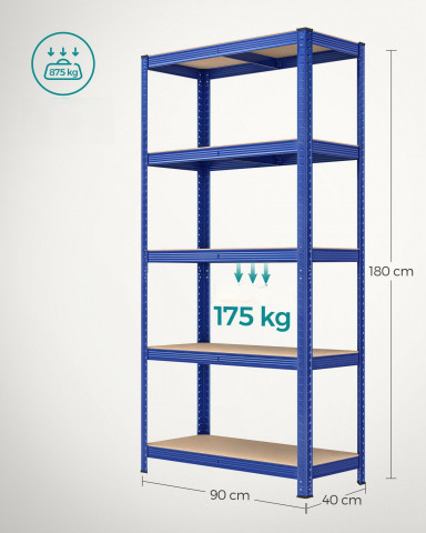 Raft reglabil cu 5 niveluri 40 × 90 × 180 cm | albastru č.4