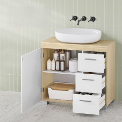 Dulap de baie pentru chiuvetă 30 x 70 x 64 cm | alb – natur č.2