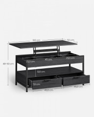 Konferenční stolek s výklopnou deskou | šedo-černý č.3