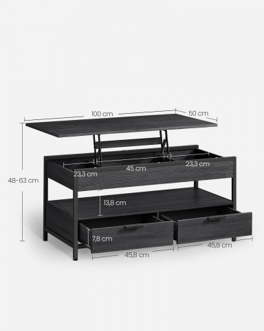 Konferenční stolek s výklopnou deskou | šedo-černý č.3