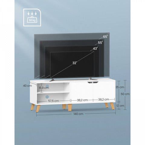 TV stolek 140 x 40 x 50 cm | bílý č.5