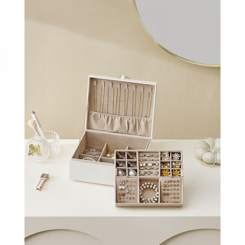 Organizator pentru bijuterii cu 2 niveluri | alb și auriu č.2