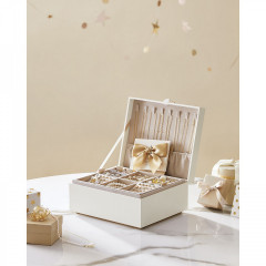 Organizator pentru bijuterii cu 2 niveluri | alb și auriu č.1