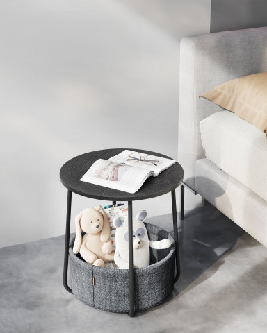 Kulatý konferenční stolek s košíčkem Ø 45 cm | šedo-černý č.2