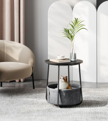 Kulatý konferenční stolek s košíčkem Ø 45 cm | šedo-černý č.1