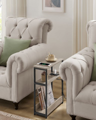 Obdélníkový stolek s policemi a zásuvkou 18 x 45 x 58 cm | šedá-černá č.1