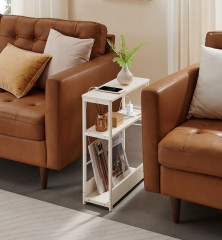 Obdélníkový stolek s policemi a zásuvkou 18 x 45 x 58 cm | bílá