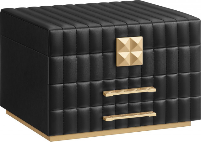 Cutie pentru bijuterii cu 3 niveluri și oglindă | negru č.5