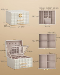 Cutie pentru bijuterii cu 3 niveluri și oglindă | alb č.3