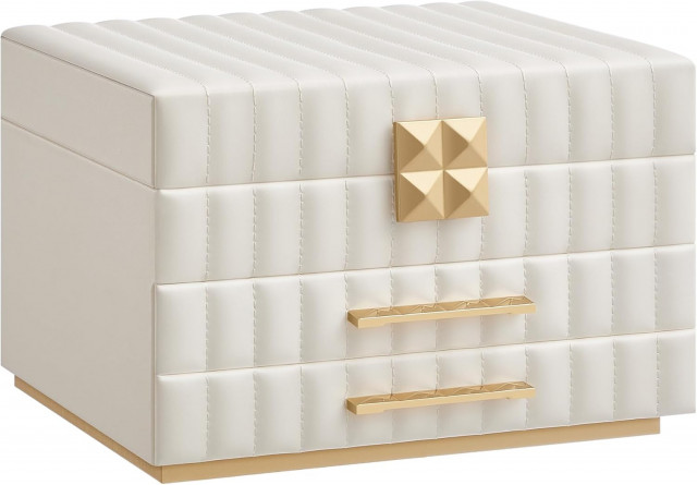 Cutie pentru bijuterii cu 3 niveluri și oglindă | alb č.6