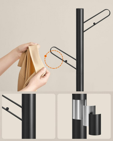 Cuier pentru haine 40 x 40 x 175,3 cm | negru č.2