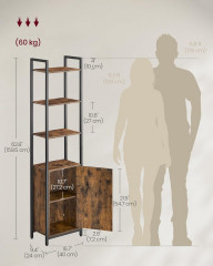 Dulap bibliotecă rustică cu 6 niveluri | 24 × 40 × 159,5 cm č.3