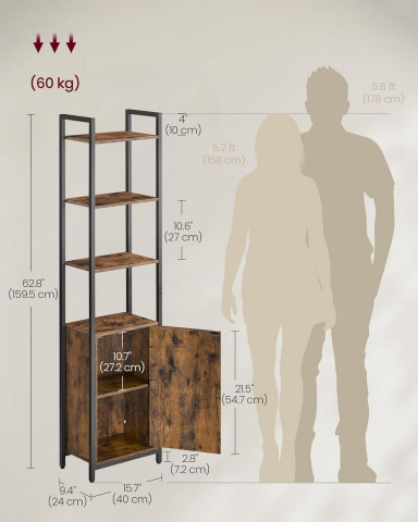 Dulap bibliotecă rustică cu 6 niveluri | 24 × 40 × 159,5 cm č.3