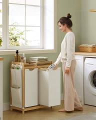 Coș pentru rufe din bambus 100 l | crem č.1