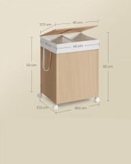 Coș pentru rufe 46,5 x 37,5 x 65 cm 100 l | natur č.2