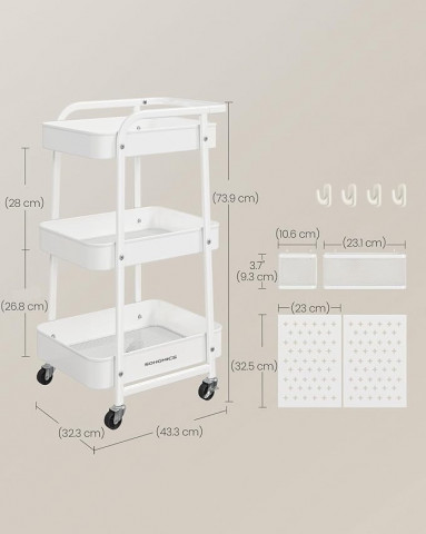 Căruț de bucătărie 32,3 × 43,3 × 73,9 cm | alb č.5