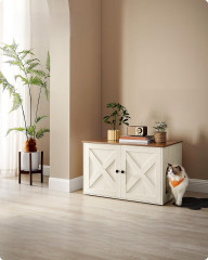 Kočičí skříňka s dvířky na stelivo | hnědá a rustikální bílá č.1