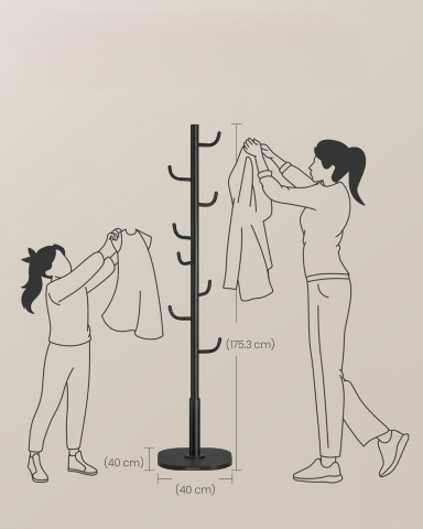 Cuier pentru haine 40 x 40 x 175,3 cm | negru č.2