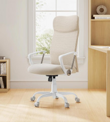 Scaun de birou ergonomic cu tapițerie textilă | crem č.1