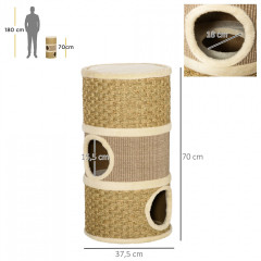 Ansamblu de joacă pentru pisici 37,5 x 37,5 x 70 cm | kaki + maro č.2
