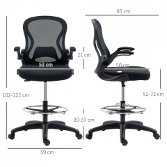 Scaun de birou ergonomic cu inel pentru picioare | negru č.2