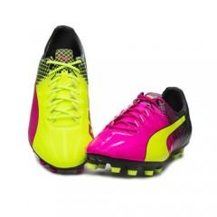 Ghete de fotbal Puma evoSPEED 1.5 AG Tricks.10359901 | Yellow - Pink - Black | mărimea 44 (US 10,5 / UK 9,5)