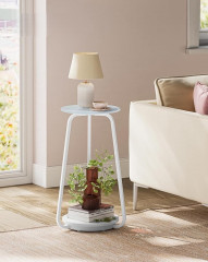 Kulatý odkládací stolek se 2 úrovněmi | Ø 55 cm bílý