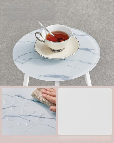 Kulatý odkládací stolek se 2 úrovněmi | Ø 55 cm bílý č.4