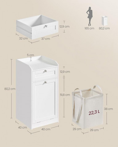 Dulap de baie cu spațiu de depozitare 40 x 40 x 80,2 cm | alb č.5