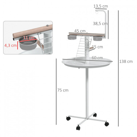 Suport cu hrănitor pentru păsări 138 cm | alb č.3