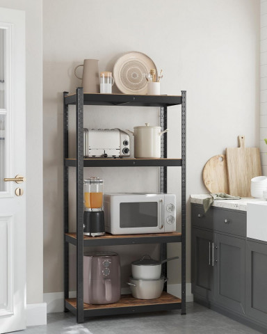 Nastavitelný úložný regál 40 x 80 x 160 cm | hnědý / černý č.3