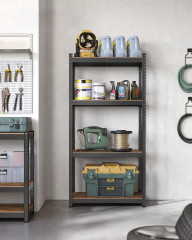 Nastavitelný úložný regál 40 x 80 x 160 cm | hnědý / černý č.1