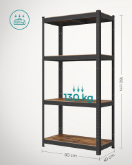 Nastavitelný úložný regál 40 x 80 x 160 cm | hnědý / černý č.2