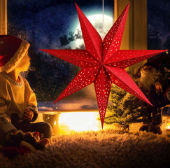 Stea decorativă LED din hârtie Ø60 cm | roșie
