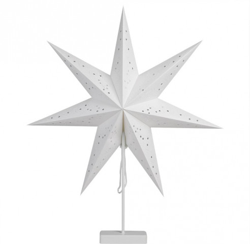 Stea decorativă LED din hârtie cu sclipici alb | albă č.4