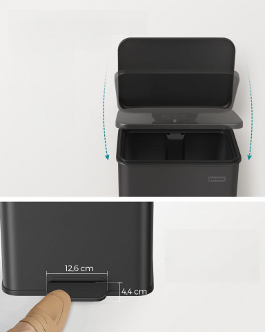 Coș de gunoi de bucătărie cu 15 saci | 40 l, negru č.4