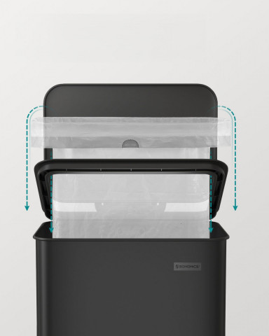 Coș de gunoi de bucătărie cu 15 saci | 40 l, negru č.2