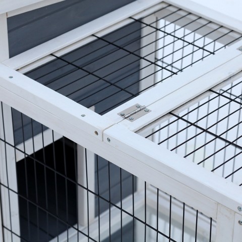 Cușcă din lemn, pentru iepuri 91,5 x 54,8 x 76 cm | alb č.4