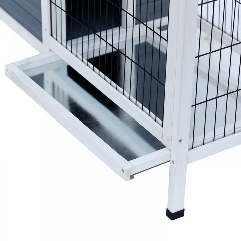 Cușcă din lemn, pentru iepuri 91,5 x 54,8 x 76 cm | alb č.5