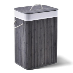 Bambusový koš na prádlo s víkem 72 L | šedý č.2