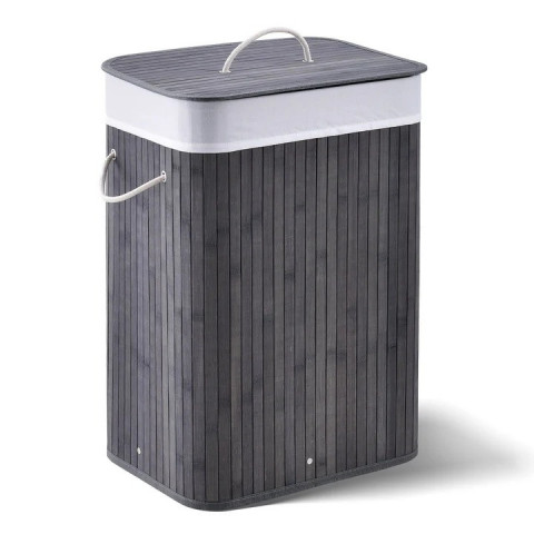 Bambusový koš na prádlo s víkem 72 L | šedý č.5