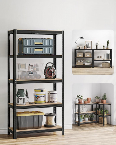 Nastavitelný pětipatrový regál sada 2ks 180 x 90 x 40 cm | černý č.2