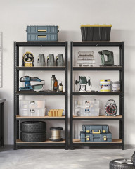 Nastavitelný pětipatrový regál sada 2ks 180 x 90 x 40 cm | černý Nastavitelný pětipatrový regál sada 2ks 180 x 90 x 40 cm | černý