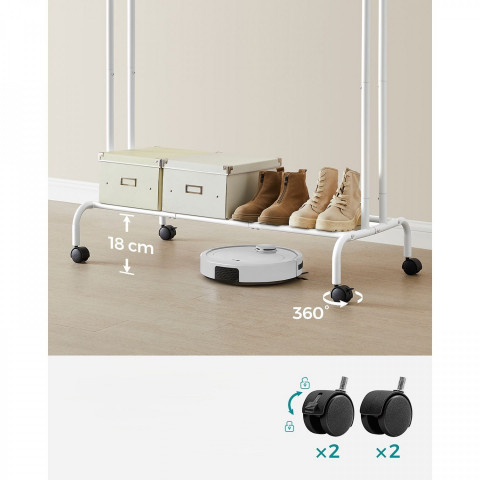 Pojízdný stojan na oblečení na kolečkách 155 x 103,5 x 52,5 | bílý č.4