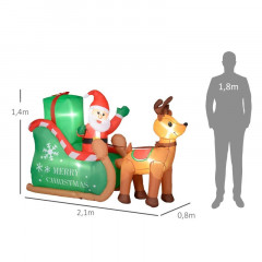 Decorațiune gonflabilă cu LED – Moș Crăciun cu sanie și reni č.3
